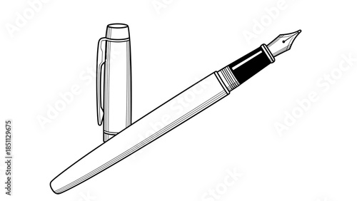 Fountain Pen and Cap Illustration.
