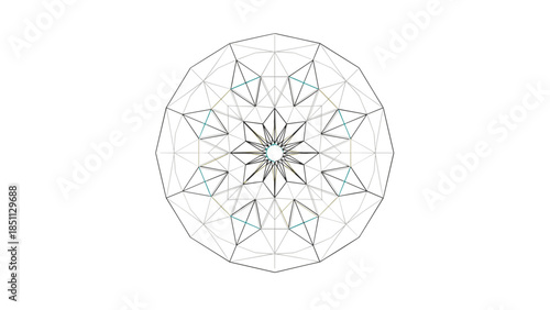 Detailed Line Drawing of Geometric Mandala Design.