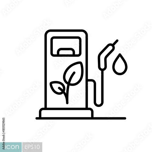 Biofuel filling station outline vector icon