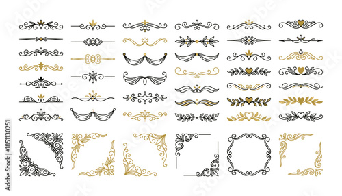 Decorative dividers and corners vector set