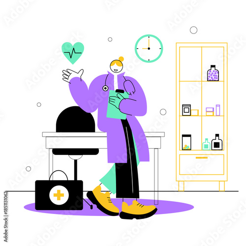 Doctor Character in Medical Clinic Concept Illustration
