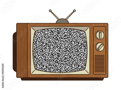 Old retro television displaying static no signal