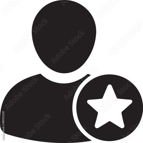 User profile with star badge, bold customer review icon, clean EPS vector for ratings design