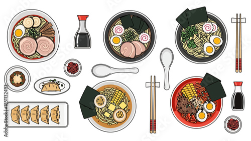 Traditional Asian Hot Pot Meal with Ingredients and Dishes for Cooking and Dining