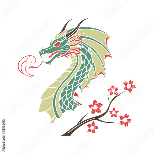 Wallpaper Mural Chinese dragon tattoo vector illustration on white background Torontodigital.ca
