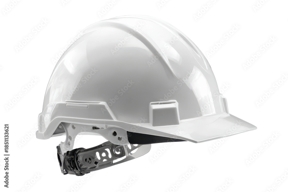 Fototapeta premium White hard hat safety helmet isolated on transparent background. Modern white construction hard hat safety equipment isolated on white background.