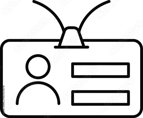 Minimalist line icon depicting an identity card or employee badge with a lanyard