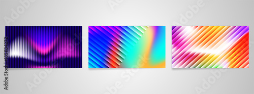 Colorful Abstract Background Set with Diagonal Stripes Glass Effect
