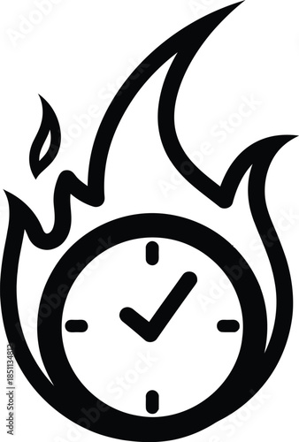 Urgent deadline approaching with a fiery clock icon symbolizing time sensitivity and efficiency