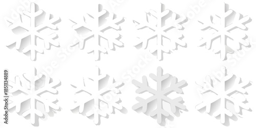 A collection of detailed symmetrical snowflake illustrations on a dark background