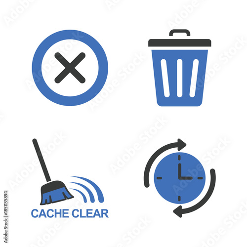 System UI Action Icons Set for Delete Clear Cache Close and Refresh
