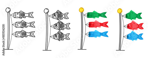 koinobori traditional fish shaped flag japanese culture koi fish 