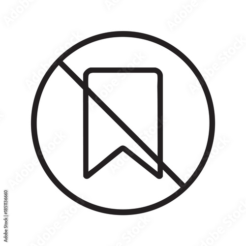 A simple black and white illustration depicting a prohibition symbol over a bookmark icon clearly indicating no bookmarks