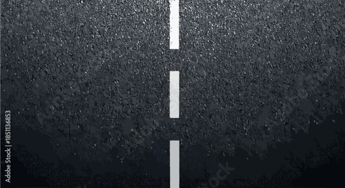 Top view asphalt road texture with dashed white center line minimal vector background.Journey, travel, transportation, business path concepts for infographics, maps, posters and digital design.