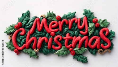 christmas wreath on white background