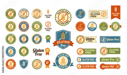 Gluten free badges labels symbols collection