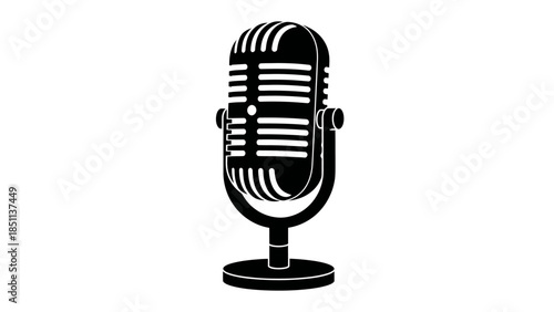 Classic Microphone Illustration for Podcast and Radio Broadcasting.