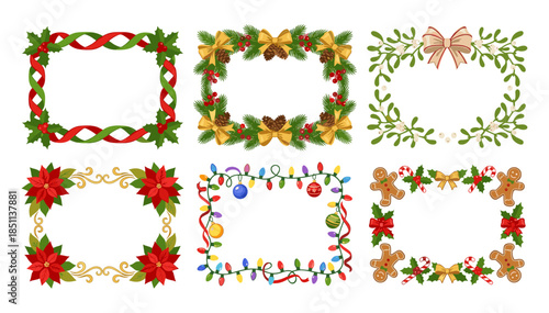 Collection of christmas holiday frames and borders set