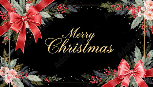 christmas greeting card with holly