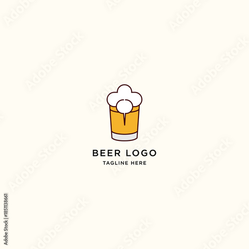 Fresh beer glass logo design template