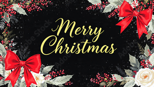 christmas greeting card with holly