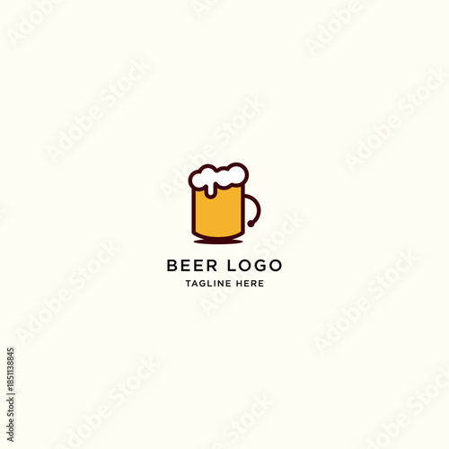 Fresh beer glass logo design template