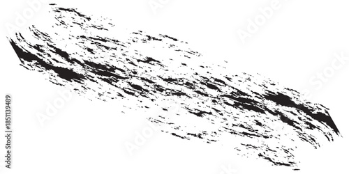 Abstract black paint brush stroke texture on white background.