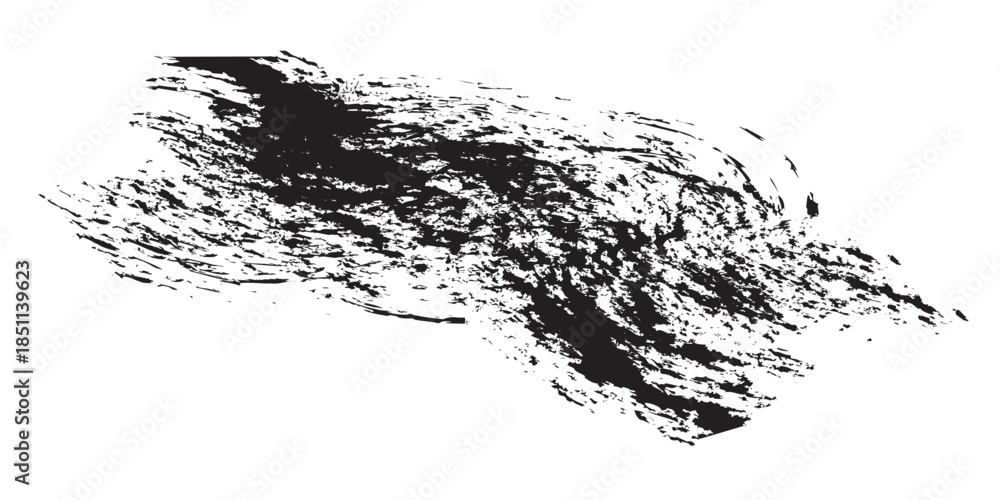 Naklejka premium Abstract black ink brush stroke texture on white background.