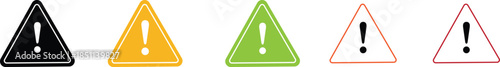 Warning alert triangle icons in multiple colors set