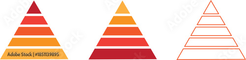Pyramid infographic triangles with layered color levels