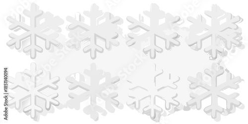 Delicate white snowflakes form a wintry crystalline border illustration