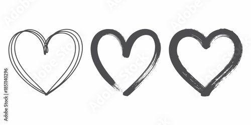 Heart Shaped Cookie Cutters in Various Line Styles on White Background for Baking