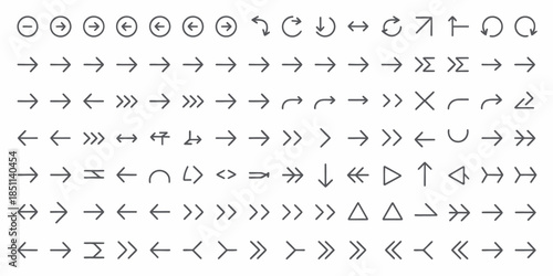 Collection of Hand-Drawn Arrows in Various Styles and Directions on White Background for Graphic Design