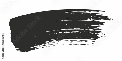 Black Brush Stroke in Abstract Expressionist Style with High Contrast Lighting on White Background for Graphic Design