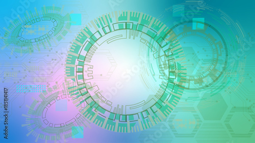 Abstract background. Scientific and technological concept with the use of technical elements formed in the shape of a circle