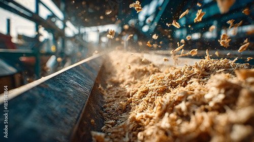 Wallpaper Mural Closeup of poultry manure conveyor feeding bioenergy system designed to recycle chicken farm waste into sustainable electricity onsite. Torontodigital.ca