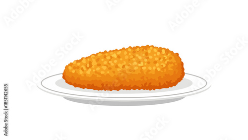 Crispy and golden brown fried food item on a white plate