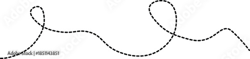 Dotted curved path line showing movement and direction