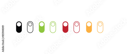 Toggle switch icons in multiple colors.