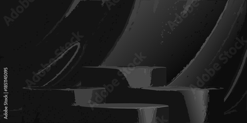 Dark abstract background with a series of illuminated steps or platforms