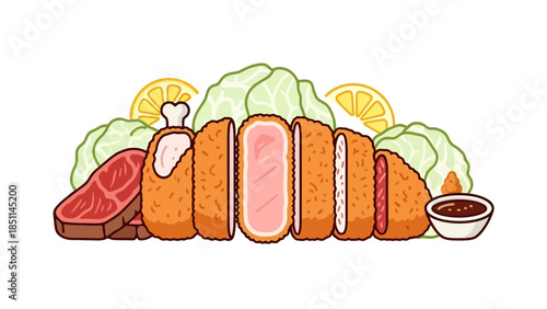 Assorted Fresh Barbecue Ingredients with Sauces and Vegetables