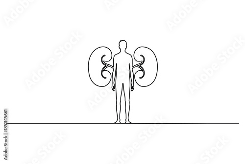 Simple outline of the kidneys and the human body