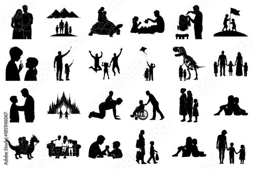 Family and fantasy silhouette collection Keywords: family, children, silhouette, people, parent
