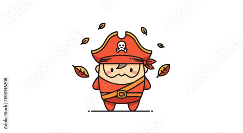 Cartoon pirate character with red hat and eye patch on white background