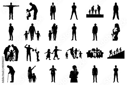 Silhouettes of People in Everyday and Special Moments Keywords: silhouette, people, man, woman