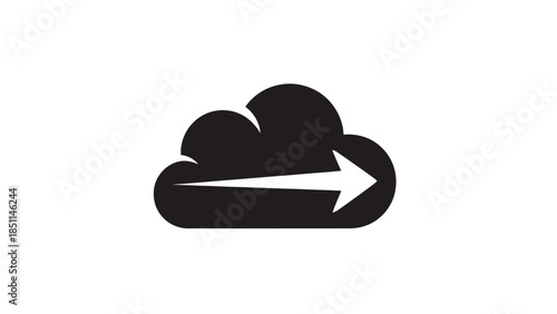 Black cloud icon with white arrow pointing right.