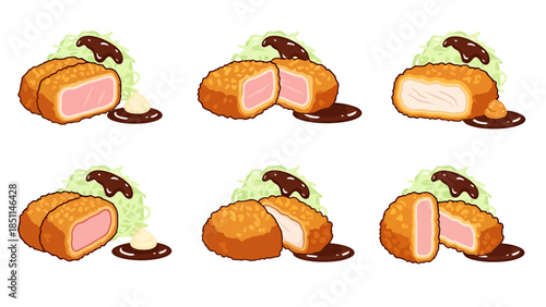 Variety of Scoops of Ice Cream with Toppings on a White Background