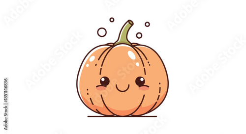 Cartoon pumpkin illustration on white background smiling happy fall design