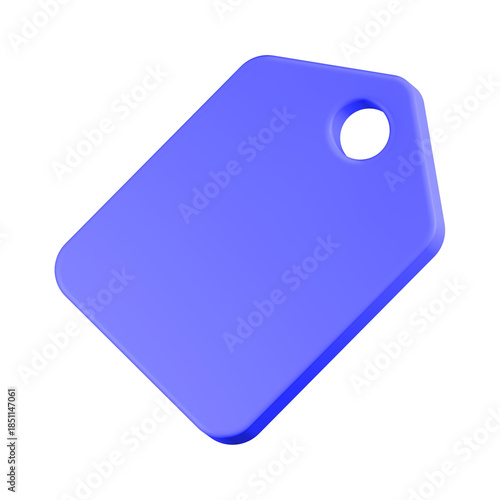 blank tag 3d render icon blue color