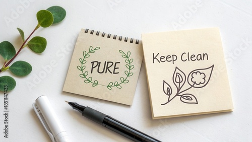 Notebooks with doodles and text arranged in a flatlay setting